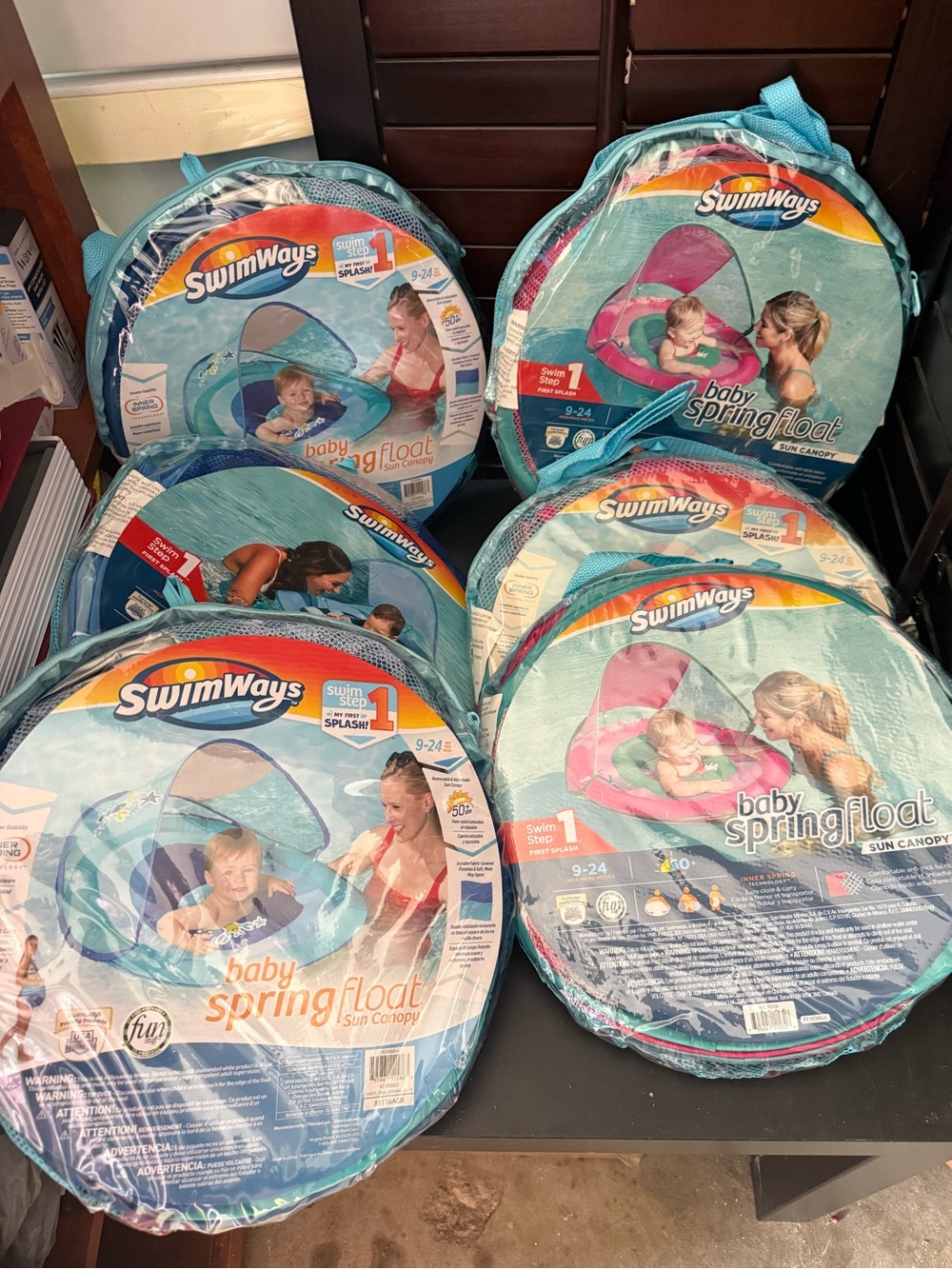 Baby Spring Float with Sun Canopy - Blue & Pink Options